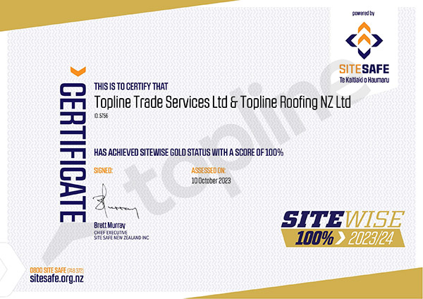 Sitewise gold 100% certificate Topline