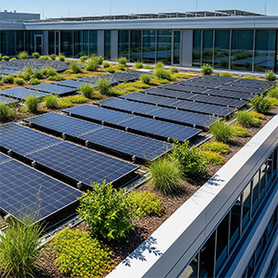 Commercial green roof plus solar eco roofing
